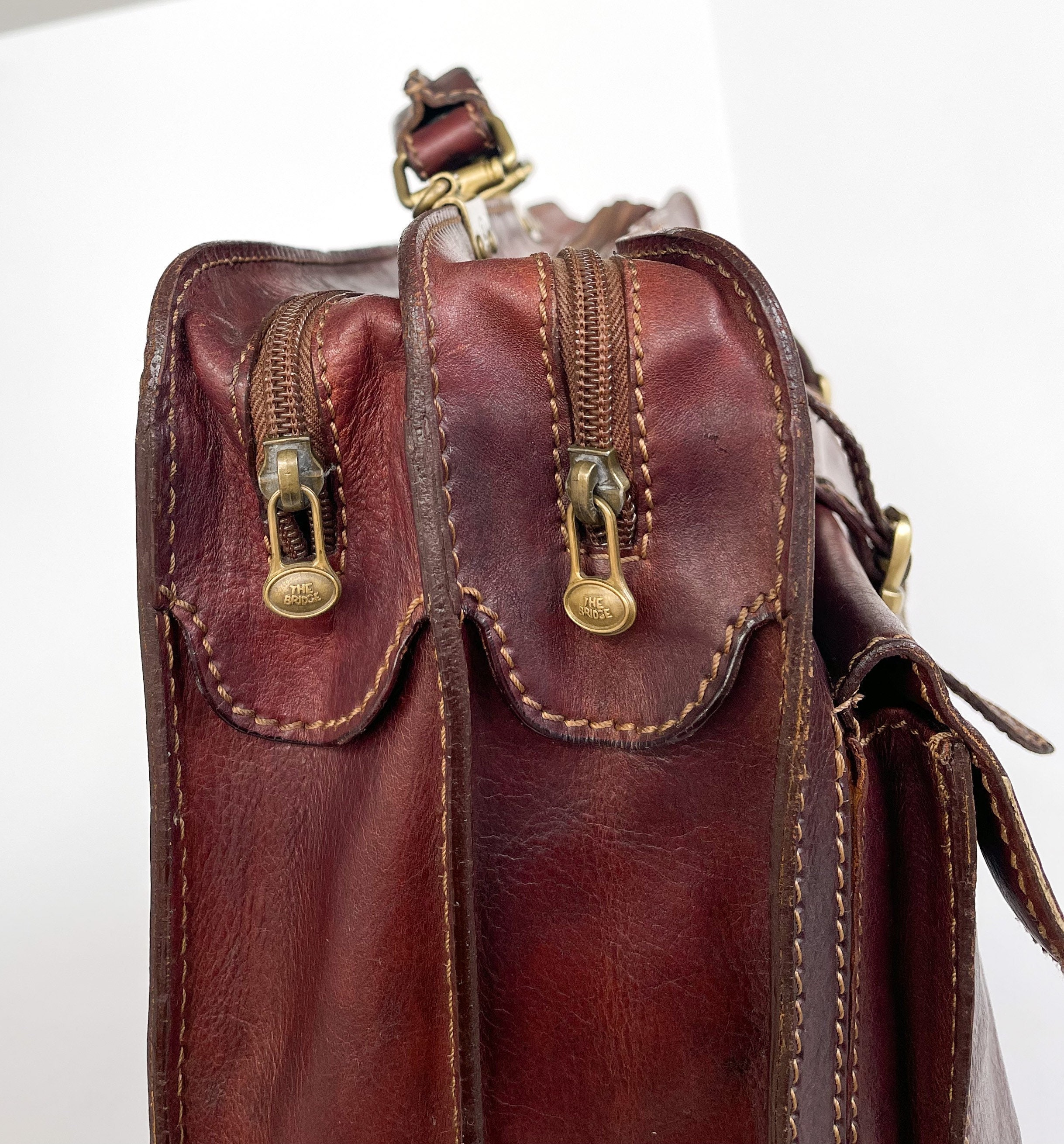 Borsa A Tracolla Vintage In Vera Pelle Per Laptop Da 16 E 18