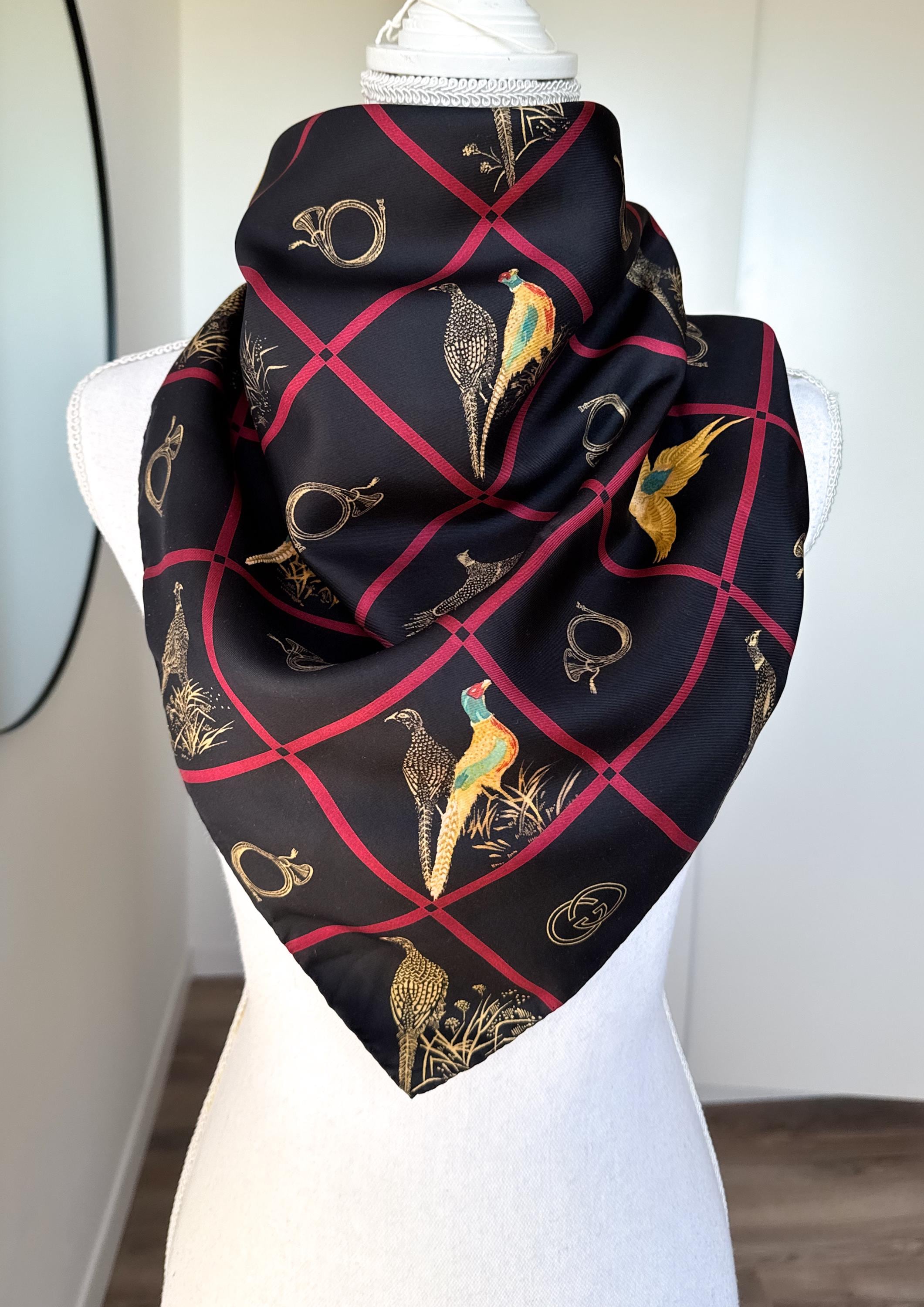 Gucci Scarf Vintage Silk Birds - Etsy