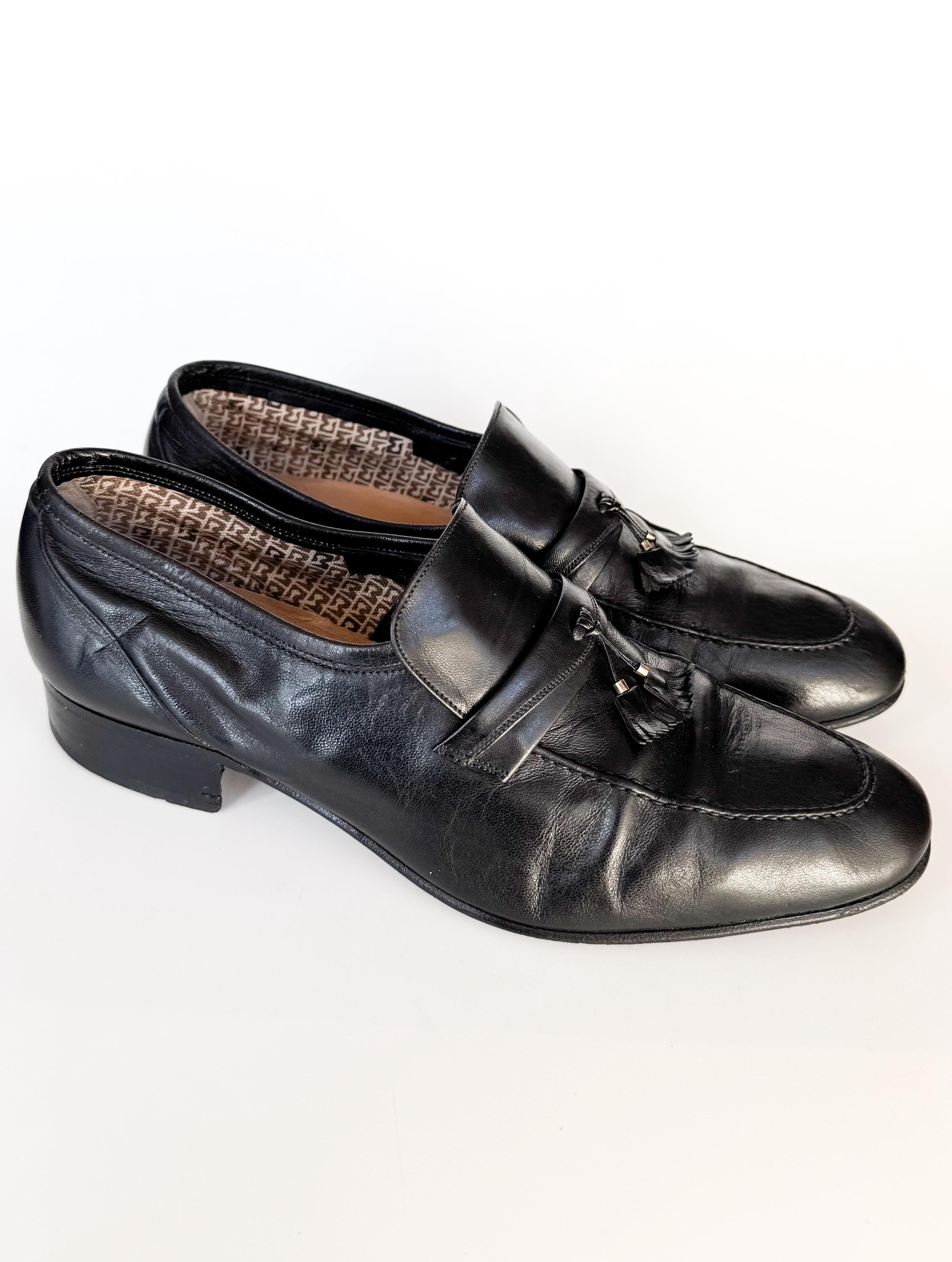Vintage men’s Christian Dior Brown Tassel Loafers 10 Vintage Christian Dior Mens Black Leather Loafers Slip On  main image 3