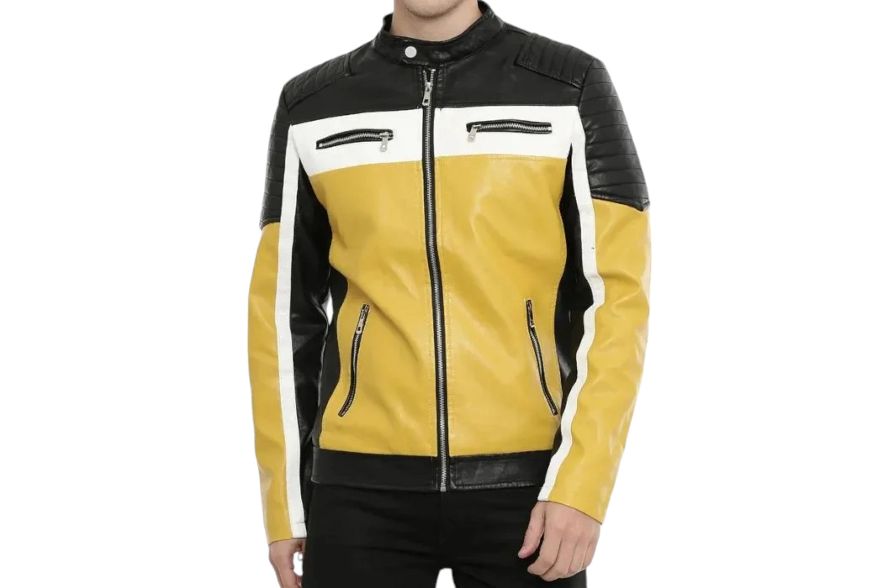 レザージャケット・コート YUSE COLOR BLOCK LEATHER HOODIE BIKER JACKET BMH1411 YUSE COLOR BLOCK LEATHER HOODIE BIKER JACKET BMH1411 (YUSE
