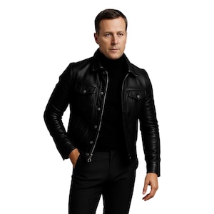 Men Leather Jacket Handmade Genuine Leather Motorcycle Jacket Premium Black Biker Jacket Customizeable Jacket for Men