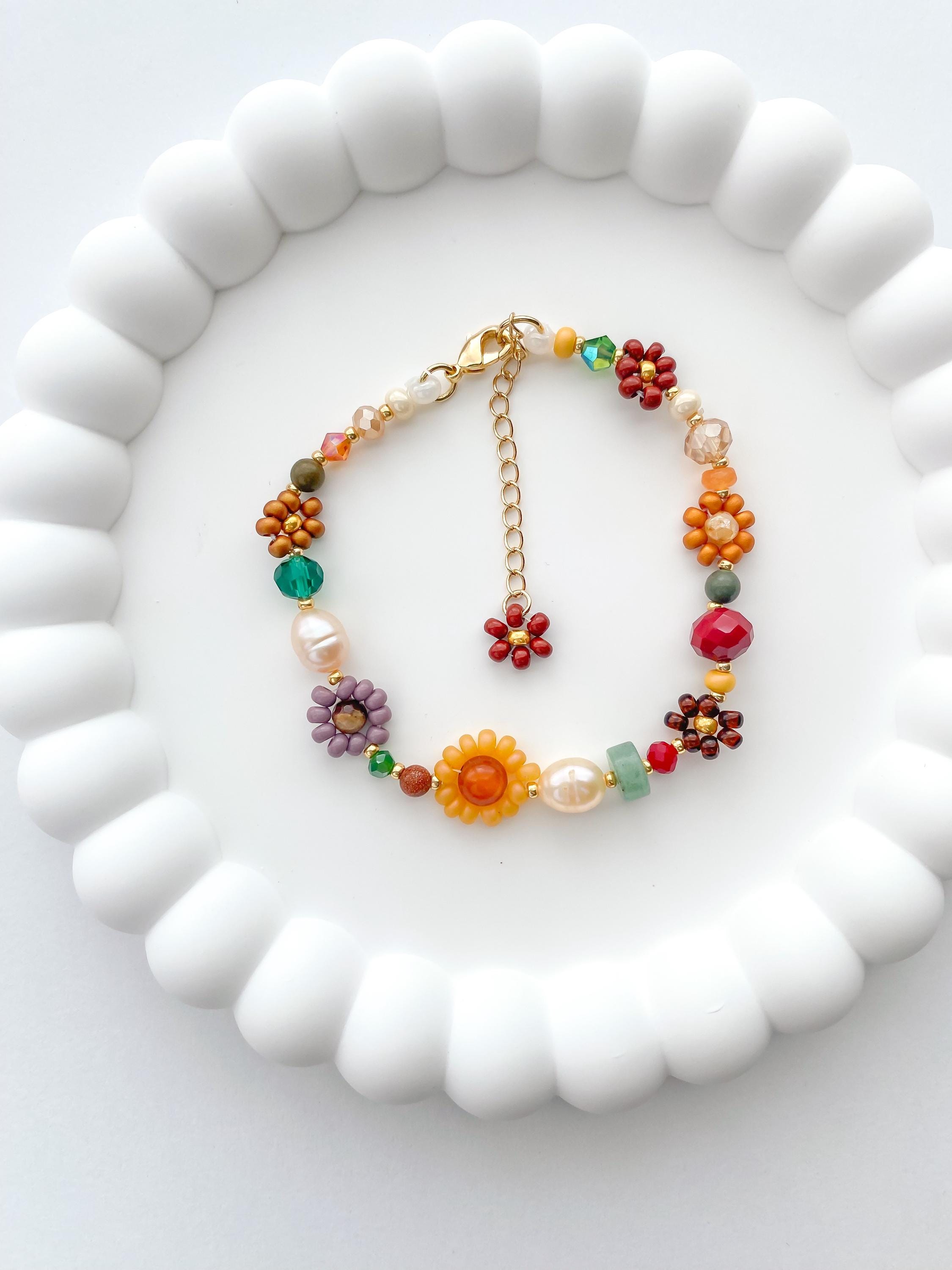MARIGOLD Boho Beaded Daisy Bracelet | Handmade Fall-Inspired Flower Bracelet | Perfect Gift for Her, Mom, Sister, Daughter, Bday gift
