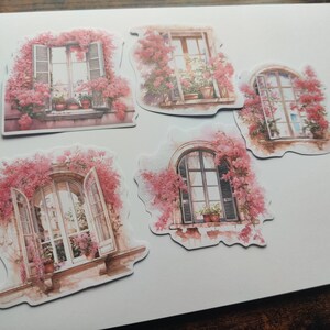 Vintage Matt Vinyl Stickers 5psc. Beautiful Flower. Decoration for Handmade DIY , Album Decoration, Scrapbooking,planners,card making.