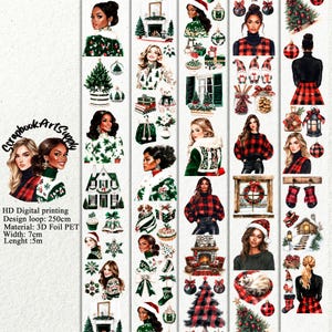 PET 3D raised tape elegant Christmas tape,one roll vintage fashion, junk journal, scrapbooking,bullet journal, card making.