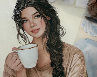 Sand Beige Weekends and Home Office 3D PET Foil Vintage Girl Stickers, Scrapbooking, Junk Journal, Bullet Journal, Card Making