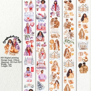 PET 3D raised tape lilac and caramel love tape, junk journal, scrapbooking,bullet journal, card making.