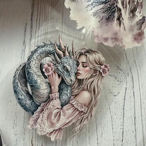 PET 3D raised tape Pink Dragon Witch and Forest Secrets tape, junk journal, scrapbooking,bullet journal, card making.