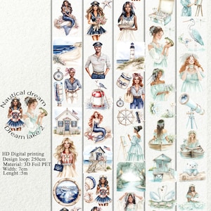 PET 3D raised tape Nautical dream and Dream lake 2 tape, junk journal, scrapbooking,bullet journal, card making.