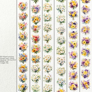 PET 3D raised  flowers tape,one roll fashion, junk journal, scrapbooking,bullet journal, card making.