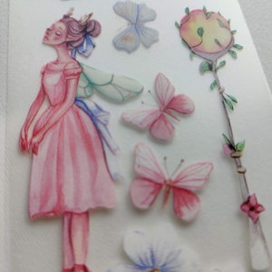 Ballerine de fée romantique et arches de plantes en PET, un rouleau de mode vintage, journal de bordel, scrapbooking, agendas, fabrication de cartes, travaux manuels en papier. image 9