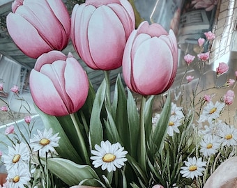 Spring Landscape 3, 3D Floral Shop PET Tape,  Junk Journal