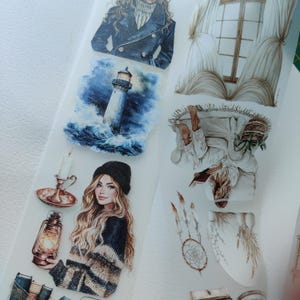 PET 3D raised tape lighthouse keeper and boho bedroom tape,one roll vintage fashion, junk journal, scrapbooking, bullet journal.