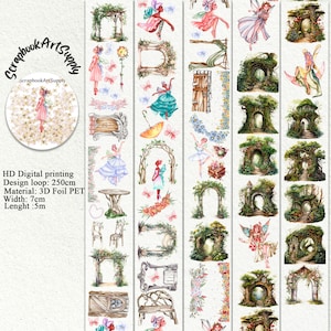 Ballerine de fée romantique et arches de plantes en PET, un rouleau de mode vintage, journal de bordel, scrapbooking, agendas, fabrication de cartes, travaux manuels en papier. image 1