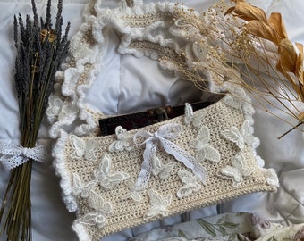 Butterfly Crochet Bag, 3D Butterfly Handmade Coquette Purse, Spring Aesthetic Bag, Cottage Core Crochet Bag, Women's Picnic Purse