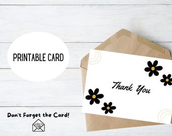 Blank Daisy Thank You Card - Set of 2, 5x7 Greeting Cards