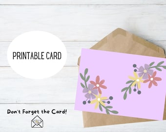 Blank Floral Pastel Greeting Card - Set of 2, 5x7 Cards