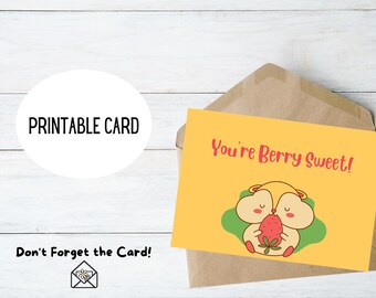 Blank Strawberry Themed Love Cards - Set of 3, 5x7 Greeting Cards