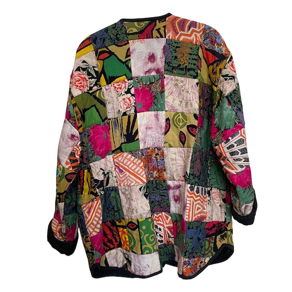 Vintage Patchwork Quilted Jacket Multi Color Boho… - image 2