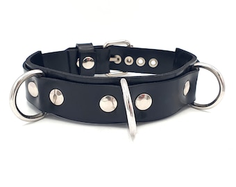 Rubber Collar Metal D Rings Adjustable Buckle - Size Small Fits 28cm to 35cm - Handcrafted