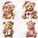 Watercolor Christmas Teddy Bear Clipart 19 PNG Holiday Teddy - Etsy