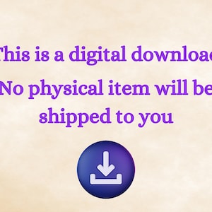 Puede incluir: Imagen con texto morado que dice "Esta es una descarga digital. No se le enviar&aacute; ning&uacute;n art&iacute;culo f&iacute;sico". Un c&iacute;rculo azul con una flecha blanca hacia abajo est&aacute; en la parte inferior.