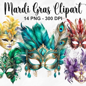 Aquarel Mardi Gras clipart, 14 PNG Mardi Gras Masquerade clipart, Fat Tuesday PNG, Masquerade clipart, Mardi Gras PNG, commercieel gebruik