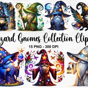 水彩魔法使いノームコレクション クリップアート、15 PNG ノーム クリップアート、魔女ノーム クリップアート、魔法使いクリップアート、ファンタジー ノーム、商用利用