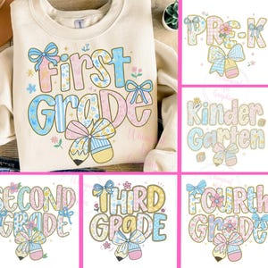 Preppy Back to School Floral Bundle PNG, First Day Of School Png, Preppy School PNG, School Bundle Png, First/Second/Third Grade Design