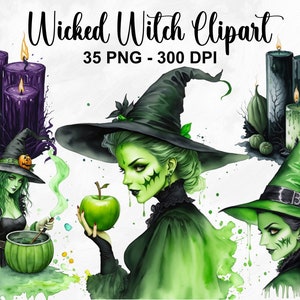 35 PNG Watercolor Wicked Witch Clipart, Fantasy Witch, Witch Clip Art Png, Mystical Clipart, Witchcraft Png, Magic Clip Art, Commercial Use