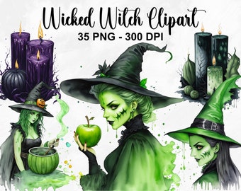 35 PNG Watercolor Wicked Witch Clipart, Fantasy Witch, Witch Clip Art Png, Mystical Clipart, Witchcraft Png, Magic Clip Art, Commercial Use