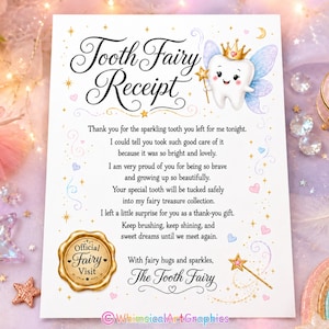 Tooth Fairy Receipt Printable, Magical Tooth Fairy Note, Lost Tooth Keepsake Letter, Official Fairy Visit, Tooth Fairy Note Digital Download