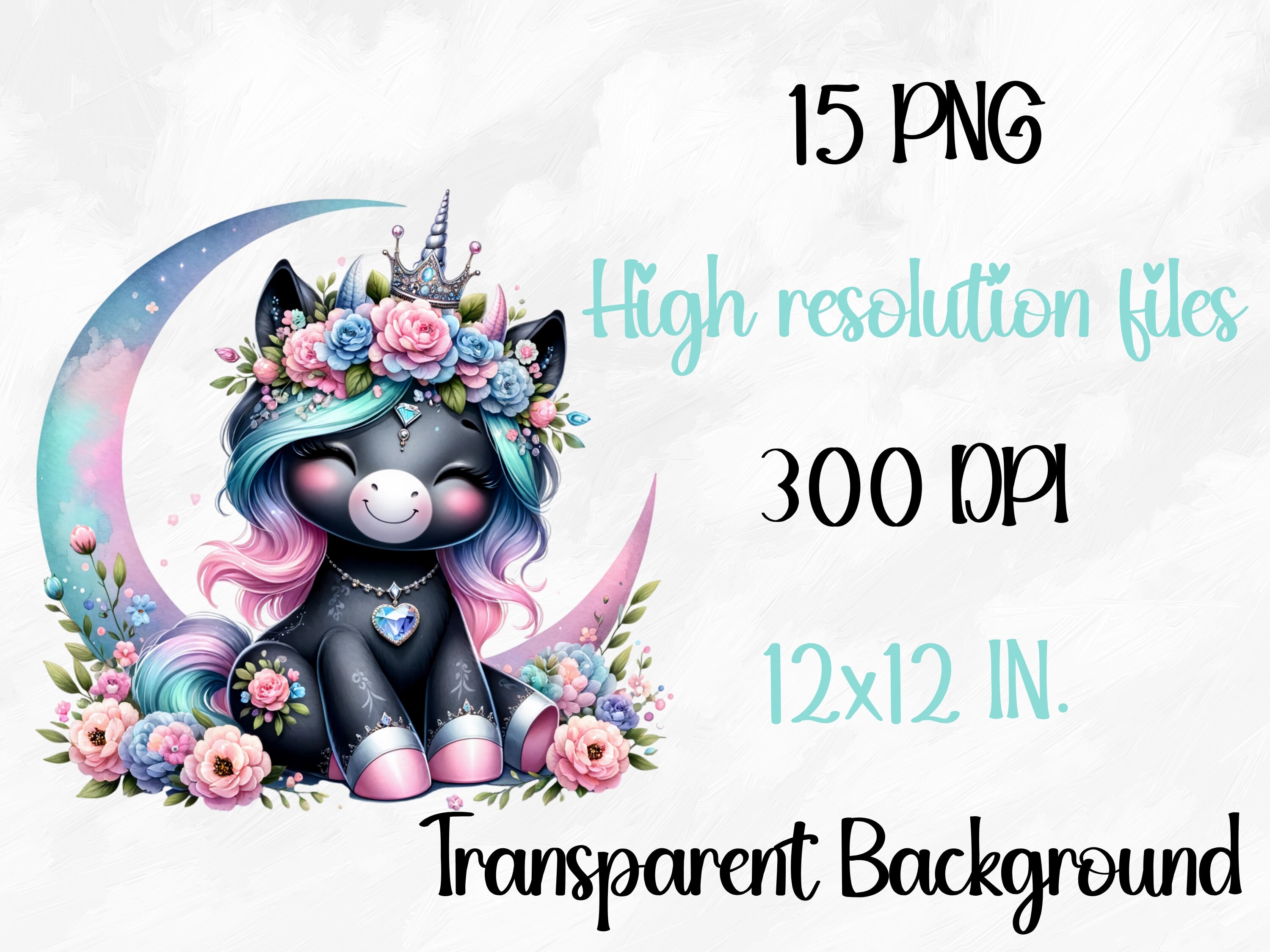 Watercolor Baby Unicorns Collection Clipart, 15 PNG Unicorn Clipart ...