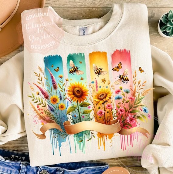 Spring Floral Let It Bee PNG, Cute Bee Clipart Sublimation Design, Glass Jar PNG, Bee Shirt Design, Shirt Png, Printable Image, Cute Bee Png