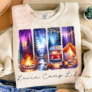 Lovin' Camp Life PNG, Modalità Campeggio PNG, Estate retrò PNG, Avventura in famiglia, Design a sublimazione, Pennellata, All'aperto, Design per maglietta da campeggio