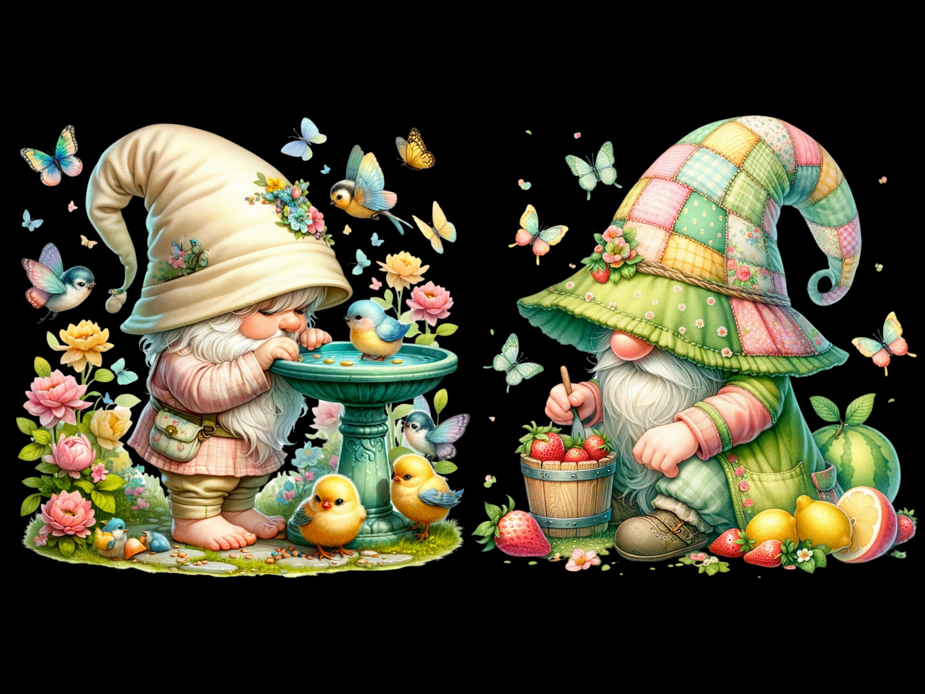 Watercolor Garden Gnomes Collection Clipart, 11 PNG Spring Garden ...