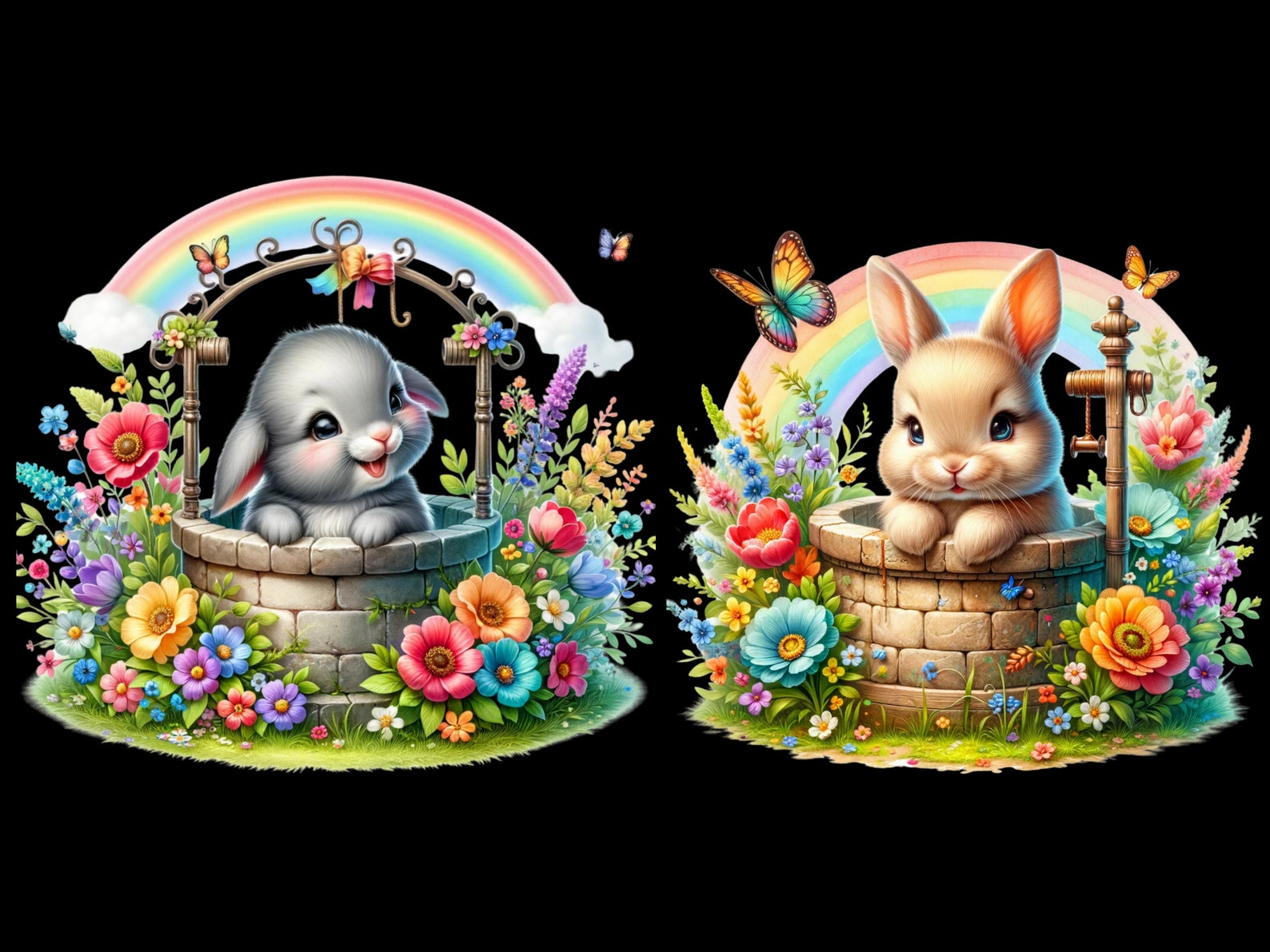 Watercolor Spring Garden Wells Bunny Clipart, 11 PNG Nursery Bunny ...