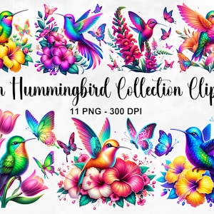 Aquarell Neon Kolibri Sammlung Clipart, 11 PNG Hibiskus Clipart, Kolibri PNG, Kolibri Kunst, Kinderzimmer Wandkunst, kommerzielle Nutzung