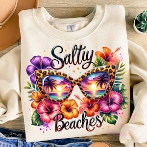 Playa Salada PNG, Diseño de Sublimación, Flores Tropicales PNG, Verano Colorido PNG, Moda PNG, Diseño de Camiseta, Descarga Digital, Uso Comercial