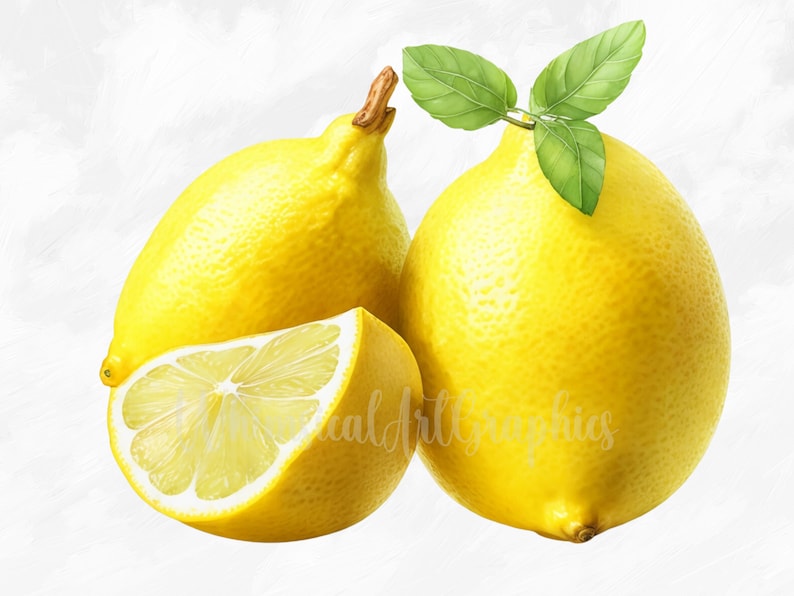 Watercolor Lemon Clipart 11 PNG Lemons Clipart Fruit - Etsy