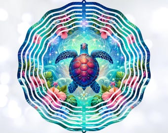 Sea Turtle Wind Spinner PNG, Sublimation Wind Spinner, Wind Spinner Designs, Colorful Wind Spinner Design, Ocean Animals PNG, Wind Spinner