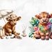 Watercolor Summer Highland Cows Collection Clipart, 12 PNG Beach ...