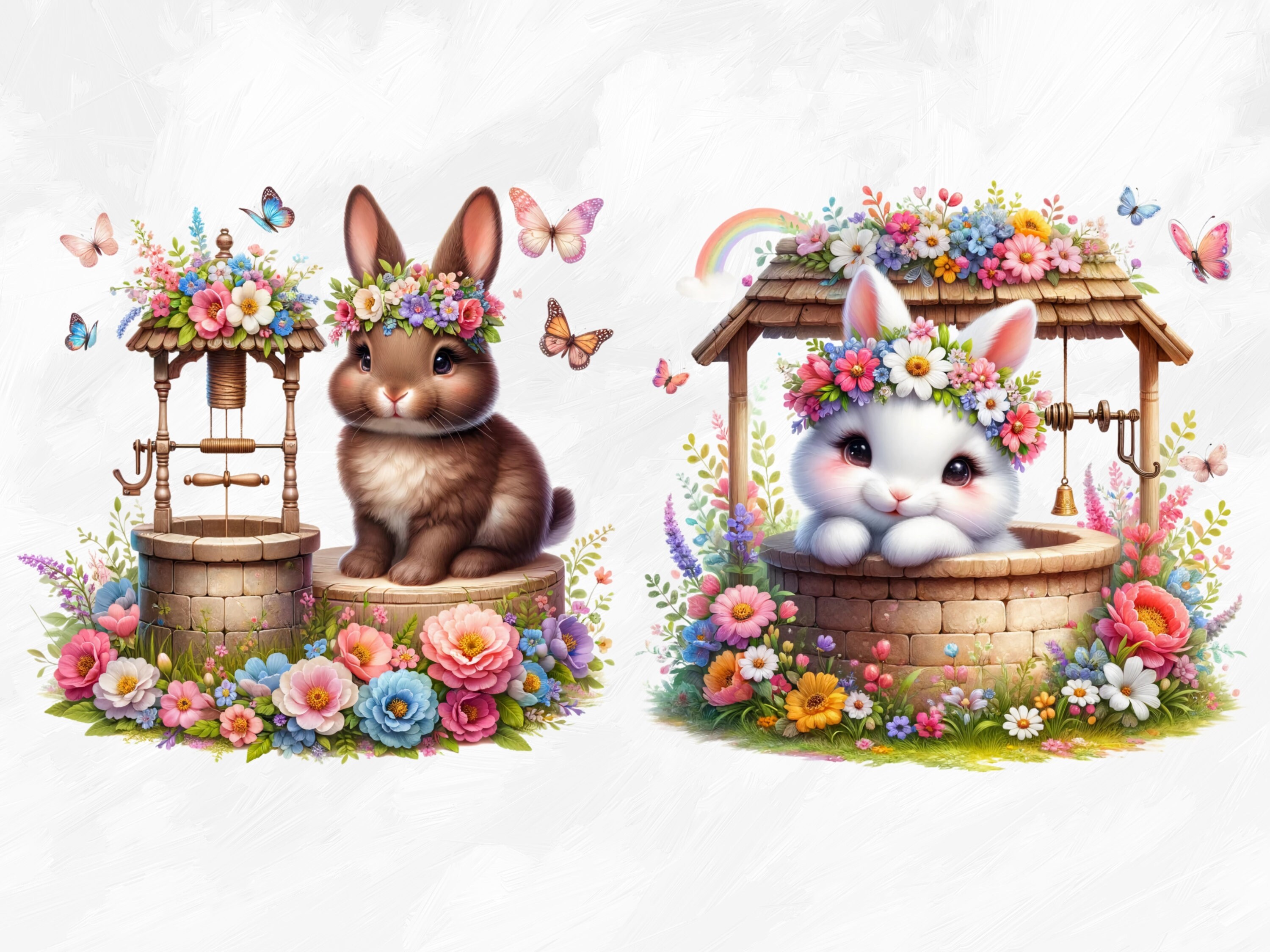 Watercolor Spring Garden Wells Bunny Clipart, 11 PNG Nursery Bunny ...