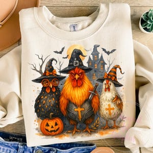 Chicken Halloween PNG, Spooky Chickens Png, Halloween Chickens Png, Fall Png, Pumpkin Png, Witch Png, Haunted House Chickens, Commercial Use