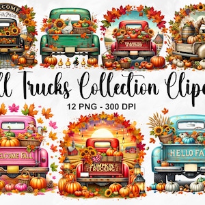 Aquarell Herbst LKW Sammlung Clipart, 12 PNG Hallo Herbst Clipart, Bauernhof PNG, Herbst Grafiken, Kürbisse LKW PNG, kommerzielle Nutzung