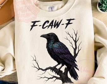F-Caw-F PNG, Floral Skull Png, Funny Raven Design, Raven PNG, Raven Digital Png, Gothic Crow, Crow Png, F Caw F, Bird Png, Commercial Use