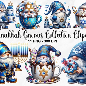 Aquarelle Hanukkah Gnomes Collection Clipart, 11 PNG Hanukkah Gnomes Clipart, Clipart Fantasy, Gnomes PNG, Hanukkah PNG, usage Commercial