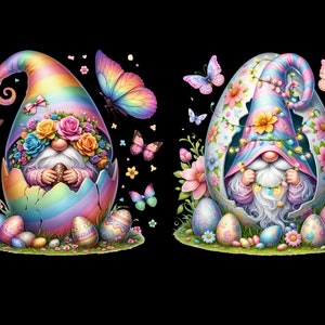 Watercolor Easter Egg Gnome Collection Clipart, 11 PNG Easter Clipart ...