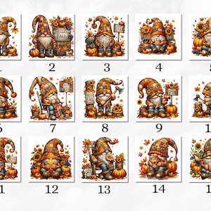 Watercolor Hello Fall Gnomes Collection Clipart, 15 PNG Autumn Clipart ...