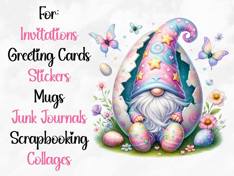 Watercolor Easter Egg Gnome Collection Clipart, 11 PNG Easter Clipart ...
