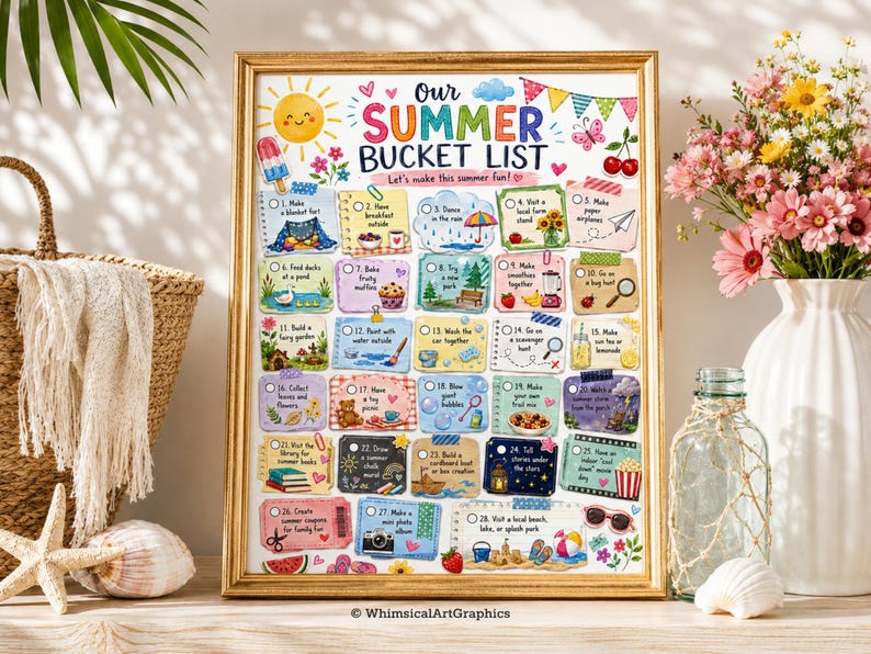 Summer Bucket List Printable for Kids, Family Summer Activities Checklist, Screen Free Fun, Summer Break Planner, Instant Download PDF image 3